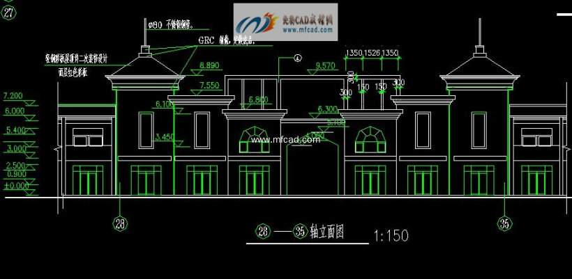 二层商业楼门面房建筑施工图