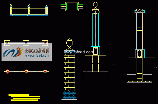 围墙施工图建筑和结构 - autocad其他详图∕图库图纸