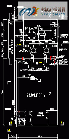 本图纸为变频供水泵房cad设计图纸,详细展现了变频供水泵房的平面