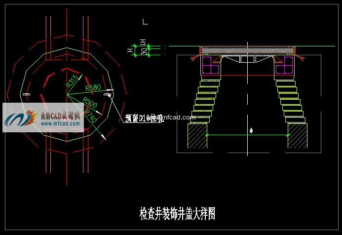 cad绘制检查井装饰井盖大样图