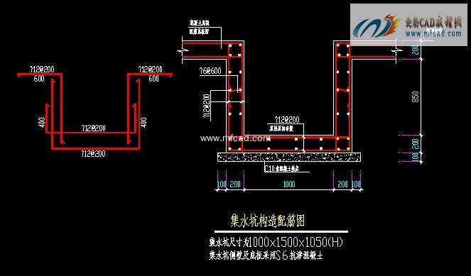 集水坑配筋大样cad图纸