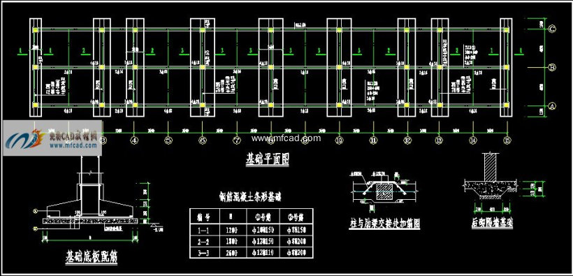 某三层框架结构建筑条形基础图