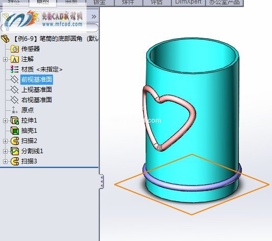 圆柱笔筒模型 - solidworks办公用品模型下载 - 沐风