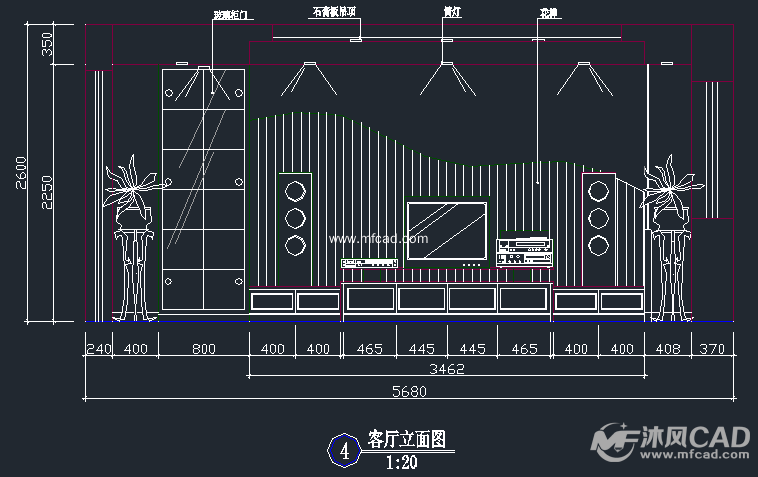 电视柜背景墙; 客厅立面图如下图所示:; 电视柜背景墙的立面图图片