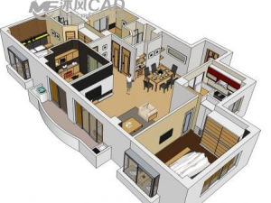 家装橱柜平面立体设计 - AutoCAD建筑住宅单体