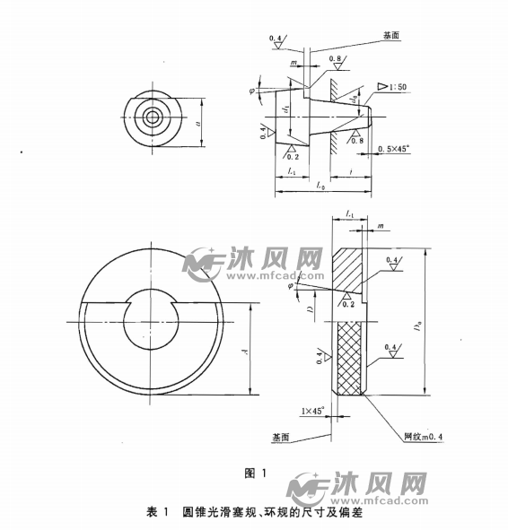 圆锥光滑塞规,环规的尺寸及偏差