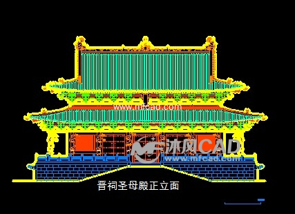 山西晋祠圣母殿立面图