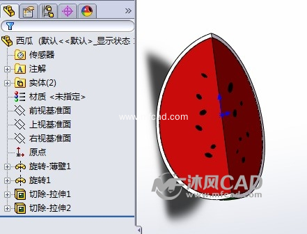 西瓜模型 - solidworks玩具公仔類模型下載 - 沐風圖紙