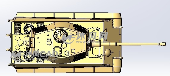 虎王坦克模型仰视图结构,如下图所示:虎王坦克模型左视图结构,如如下
