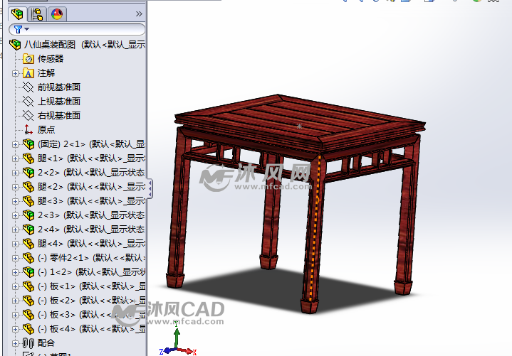 八仙桌 - solidworks生活用品类模型下载 - 沐风图纸
