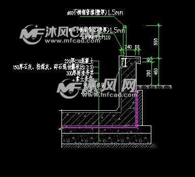 各種不同構造的女兒牆大樣圖中的車庫坡道擋土牆大樣圖結構,如下圖