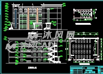 軟件繪製的某中學教學樓施工圖紙,該圖紙結構清晰,其中包括:總平面圖