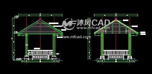 某小区防腐木凉亭 - autocad亭子与廊施工图下载 - 沐风图纸