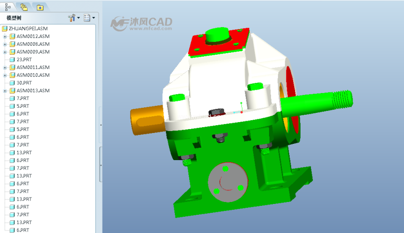 proe二级减速器模型(完整)