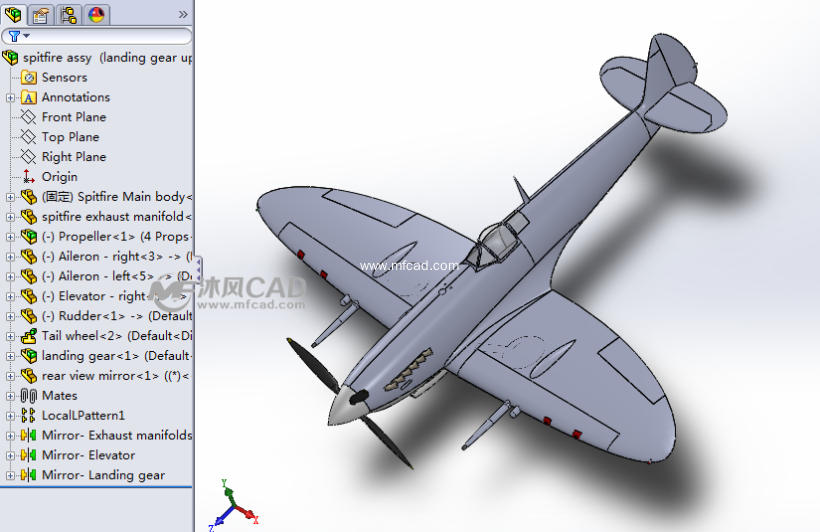 喷火(spitfire)战斗机模型 - solidworks军工用品模型下载 - 沐风图纸