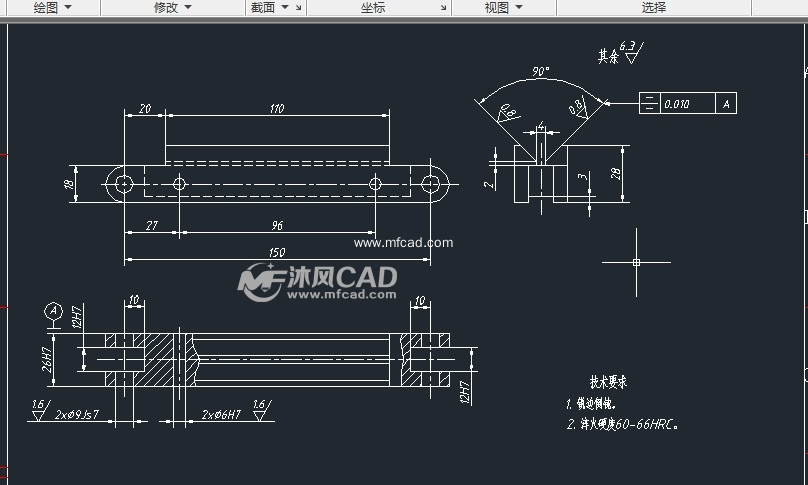 v形导轨设计图 - 其他autocad机械图纸 - 沐风图纸