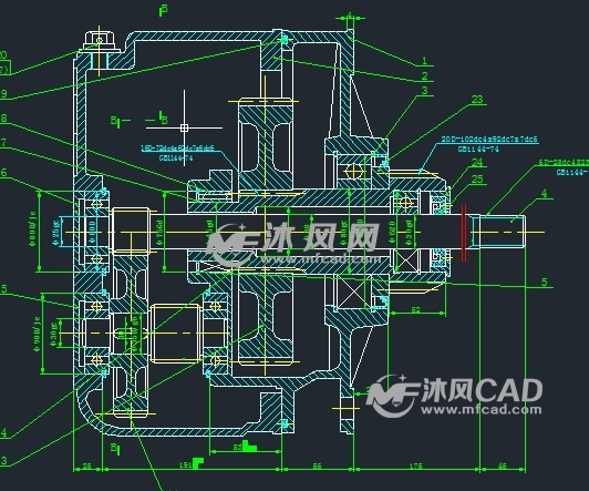 autocad减速机械设备图纸下载 - 沐风图纸