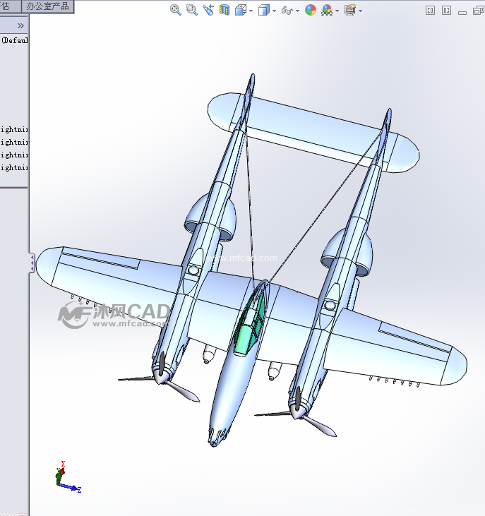 雙翼飛機模型 - solidworks交通工具模型下載 - 沐風圖紙