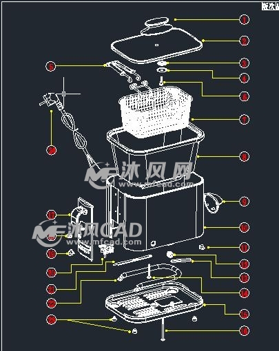 这是一个比较规范的电器产品爆炸图,对于初入设计行业的仁兄仁弟来说