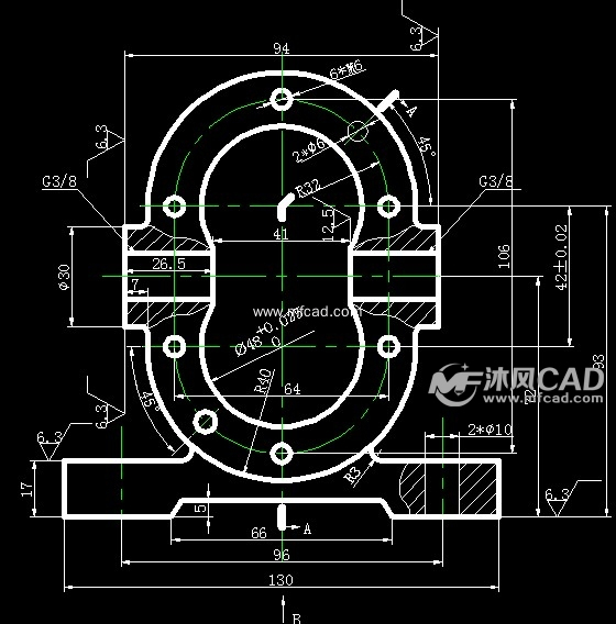齿轮泵泵体零件图