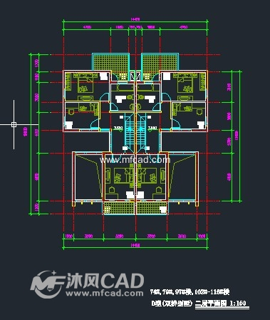 聯體別墅cad建築方案圖