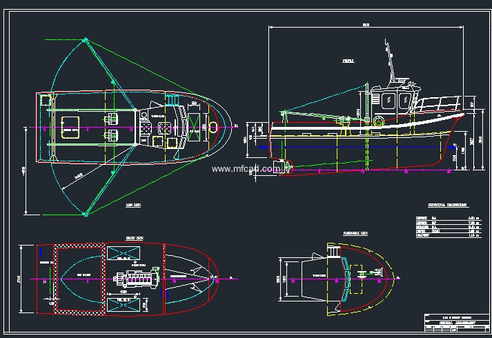 0米拖虾船总图 - autocad船舶机械图纸下载 - 沐风图纸