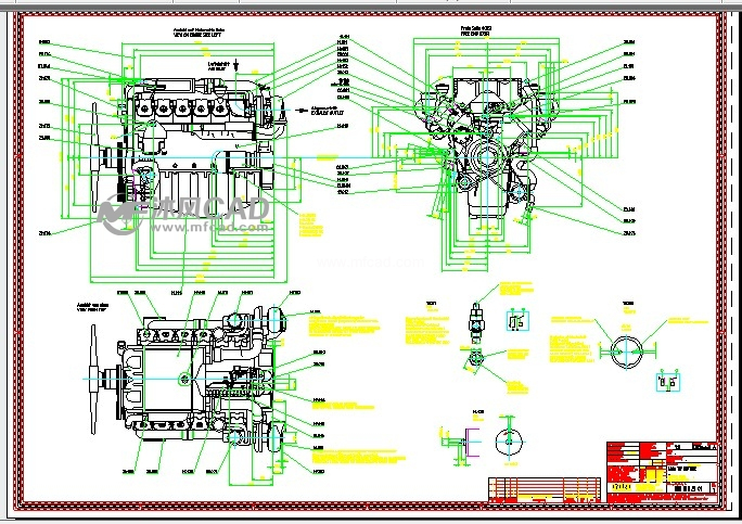 奔驰柴油发动机装配图英文德文版