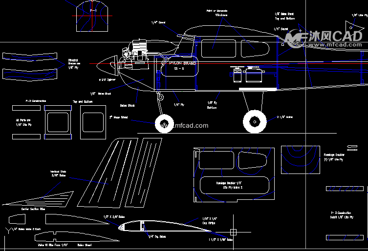 自制航模飛機cad二維圖形 - 其他autocad機械圖紙 - 沐風圖紙