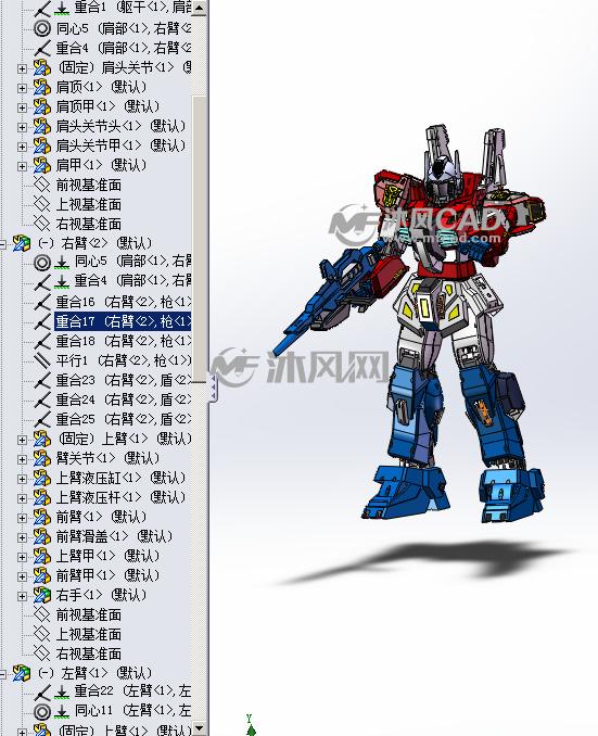 擎天柱 - solidworks玩具公仔类模型下载 - 沐风图纸