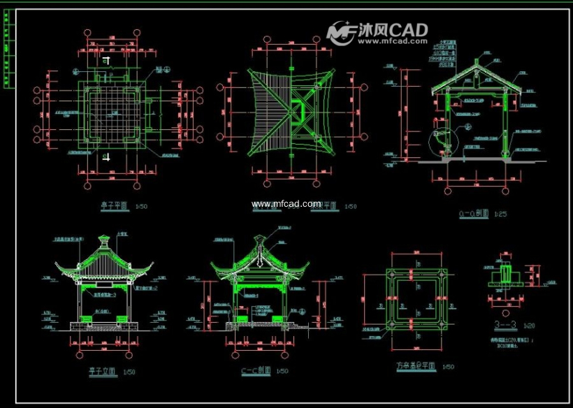 亭子,樑架等平面圖圖紙簡介此圖紙為觀景長廊cad圖紙,包括了長廊平面