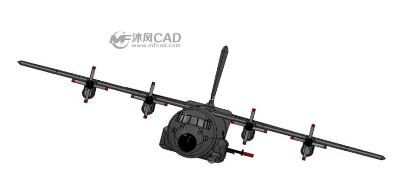 (1/3) 侧视图图纸简介推荐一款ac-130武装攻击机模型,含igs和step格式