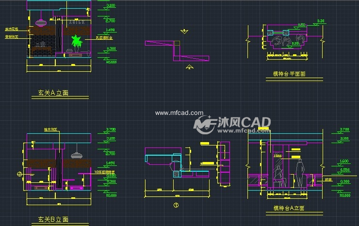 一套展示厅室内设计装修图 - cad其他文化展示类建筑图纸下载,免费