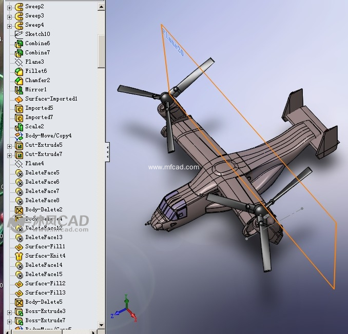 魚鷹v-22旋翼機模型 - solidworks軍工用品模型下載 - 沐風圖紙