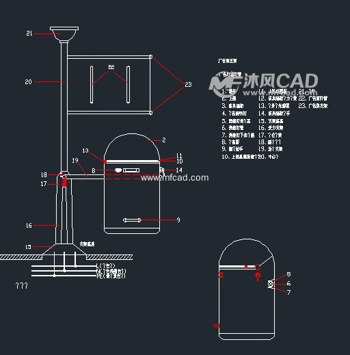 垃圾箱详图 - autocad其它类别图纸 - 沐风图纸