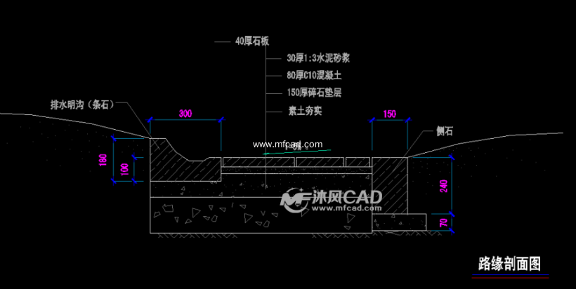 路缘侧石,地面铺装施工图