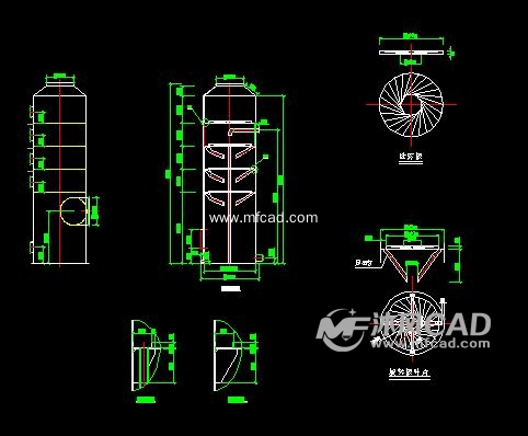 旋流板塔图纸简介本图纸为旋流板塔除尘器图纸,内容包含:旋转板叶片