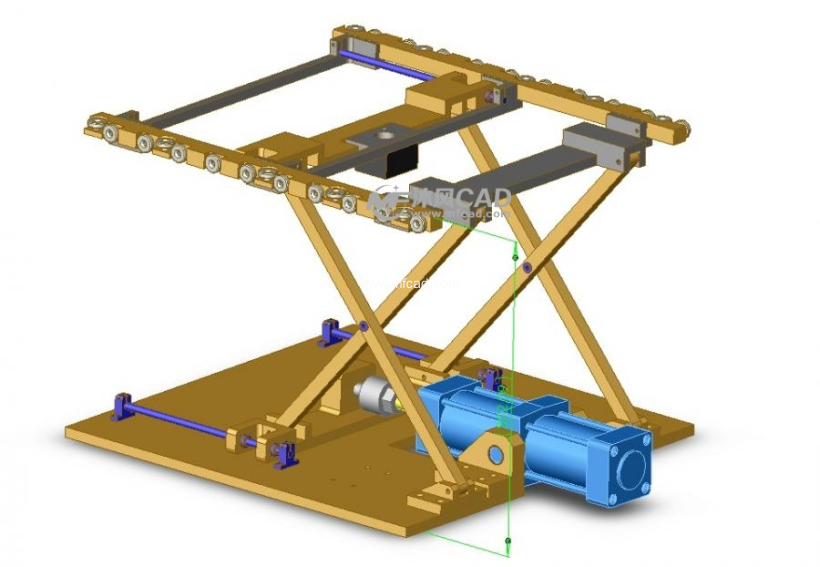 气缸传动的升降台 - solidworks机械设备模型下载 - 沐风图纸
