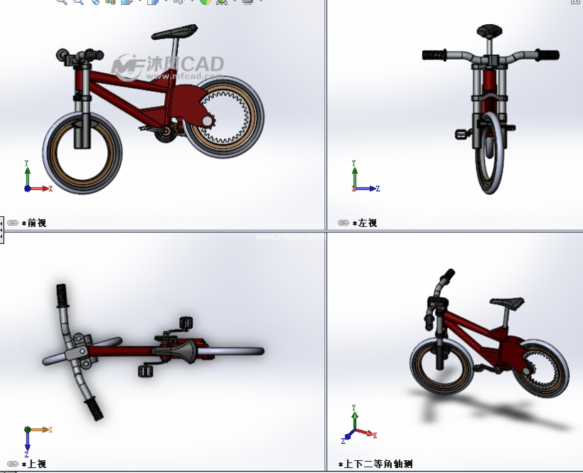 新结构迷你山地自行车 - solidworks机械设备模型下载 - 沐风图纸