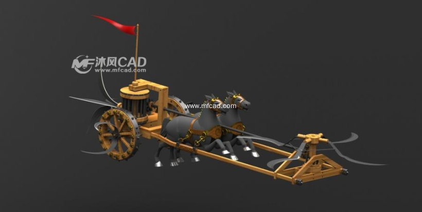 达芬奇镰刀马战车模型
