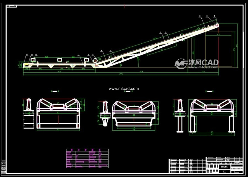 500带倾角带式输送机 - autocad普通工程机械图纸 - 沐风图纸