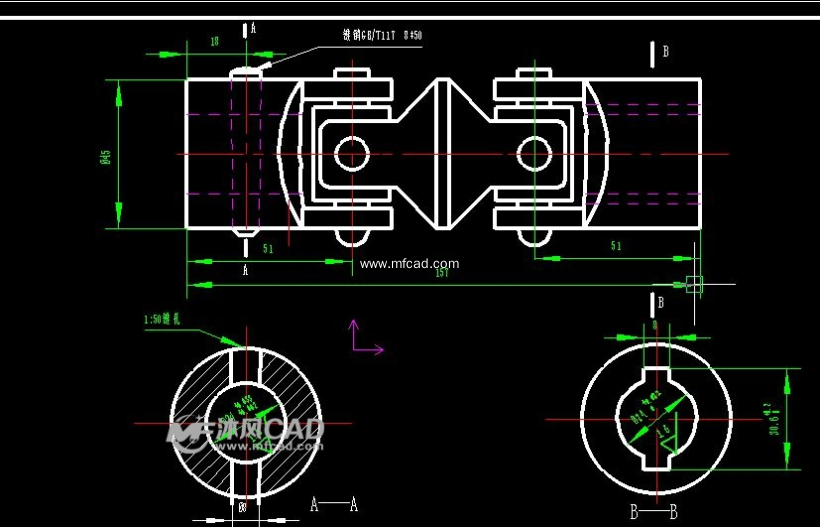 ws型十字轴式万向联轴器全套图纸