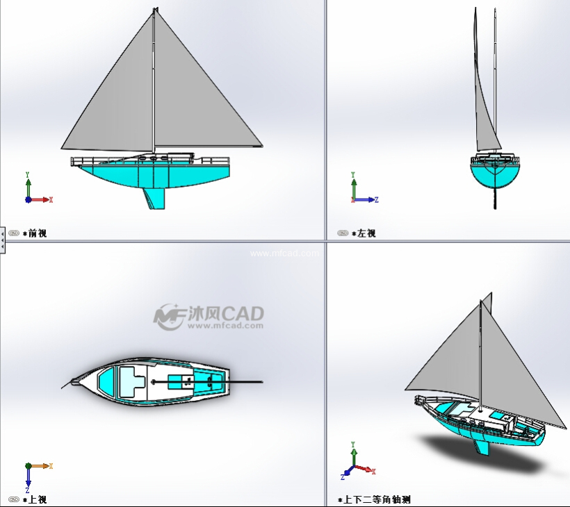 新型結構帆船設計模型 - solidworks交通工具模型下載 - 沐風圖紙