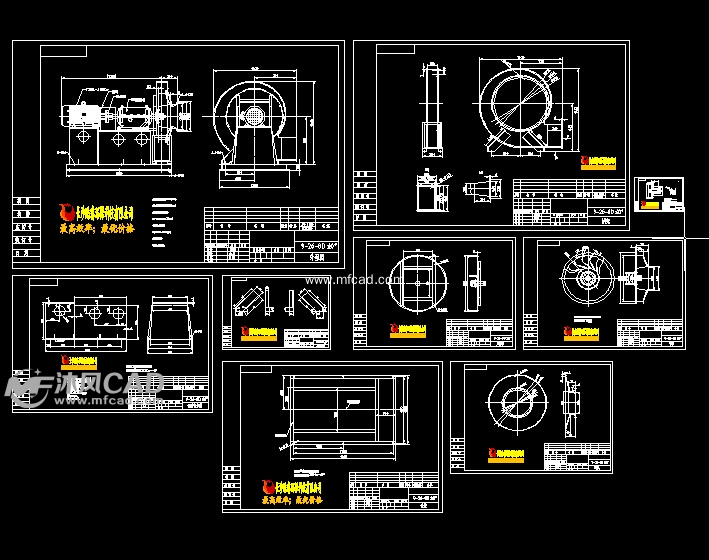 离心风机全套图纸 - autocad普通工程机械图纸 - 沐风图纸