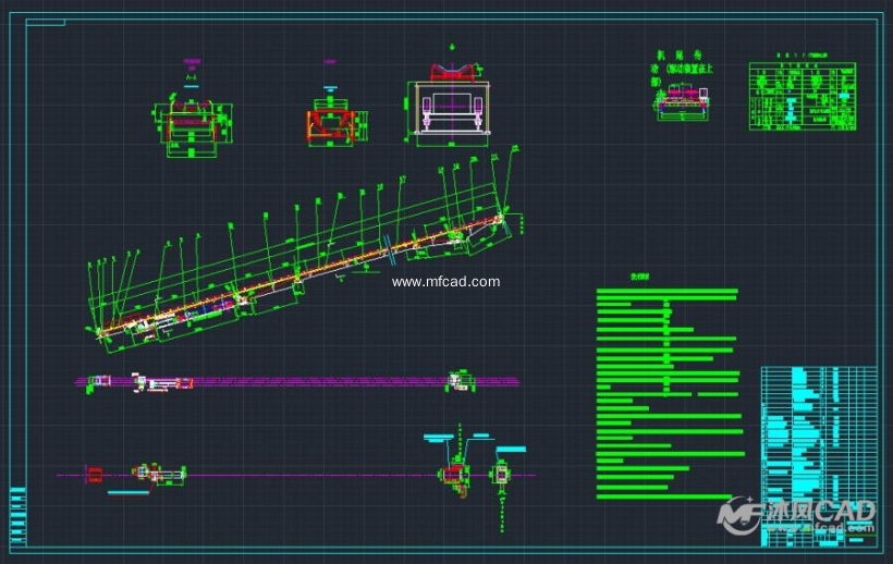 矿用带式输送机 - autocad矿山机械图纸下载 - 沐风图纸