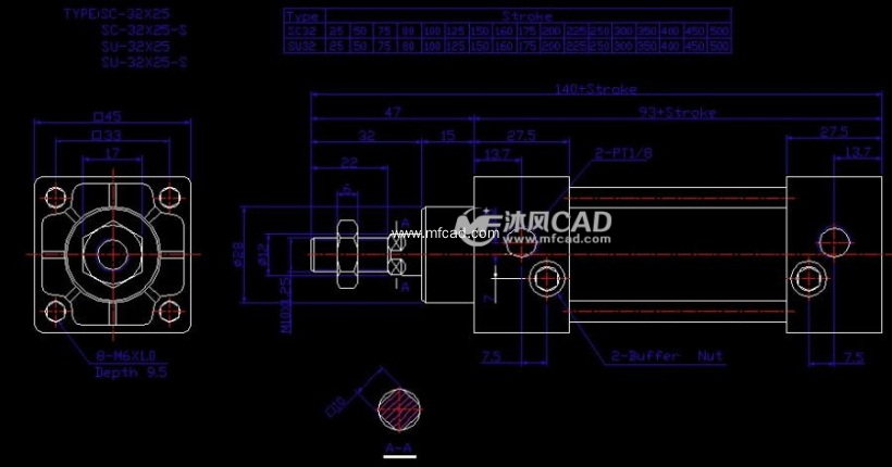 sc标准气缸cad全套图纸