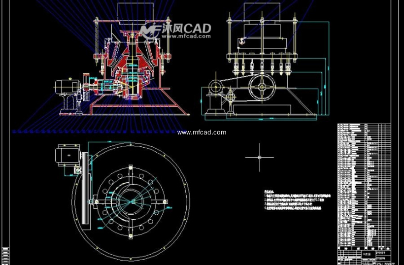 300kw弹簧圆锥破碎机总图总16张cad图纸