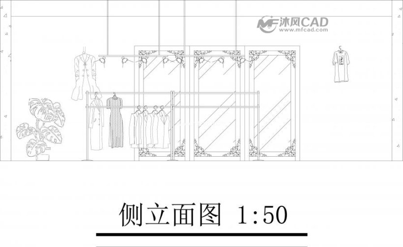 (1/4) 测立面图图纸简介服装专卖的平立面设计图纸,包括地面铺装图