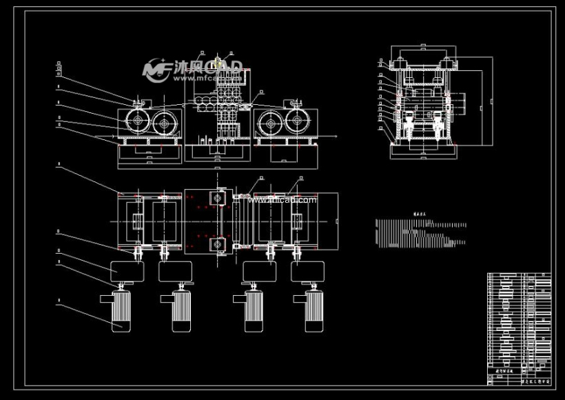矫直机装配图 - autocad普通工程机械图纸 - 沐风图纸