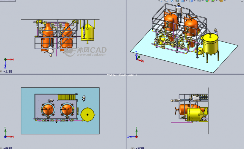 大型油过滤系统设备 - solidworks机械设备模型下载 - 沐风图纸