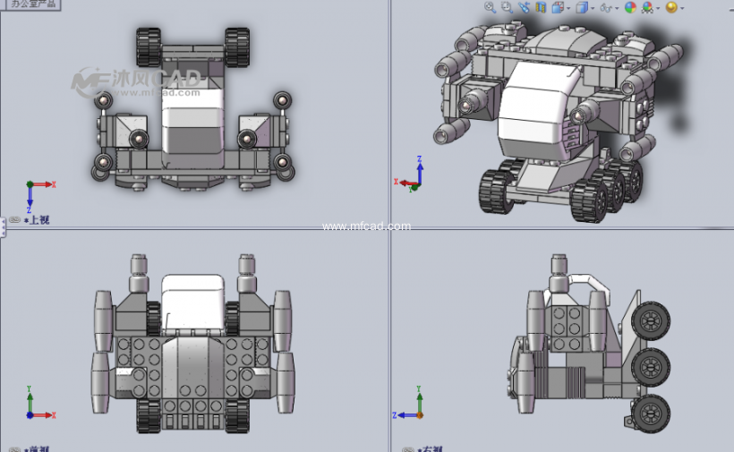 乐高玩具工艺之星际战车模型三视图